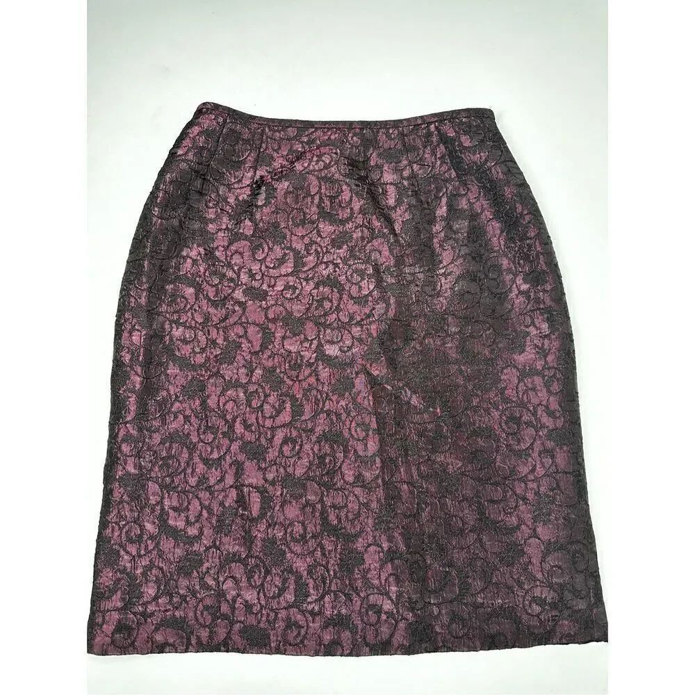 Sofia Design Lace Burgundy Black Bohemian Skirt Size 10P